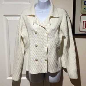Talbots Cream Double-Breasted Cardigan
